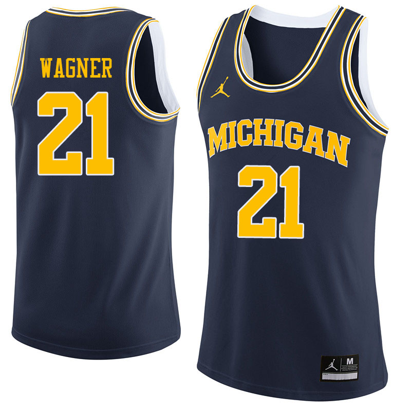 Men #21 Franz Wagner Michigan Wolverines College Basketball Jerseys Sale-Navy
